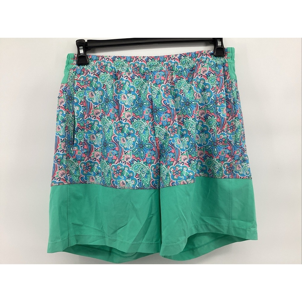 Birddogs Boom Men's Large Lined Paisley Green Blue Color Block Short